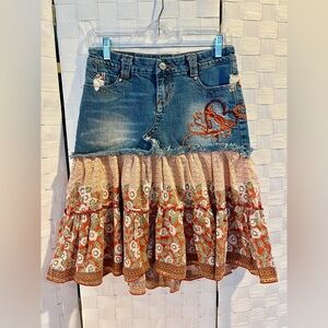 Candie's Denim Embroidered A-Line Skirt